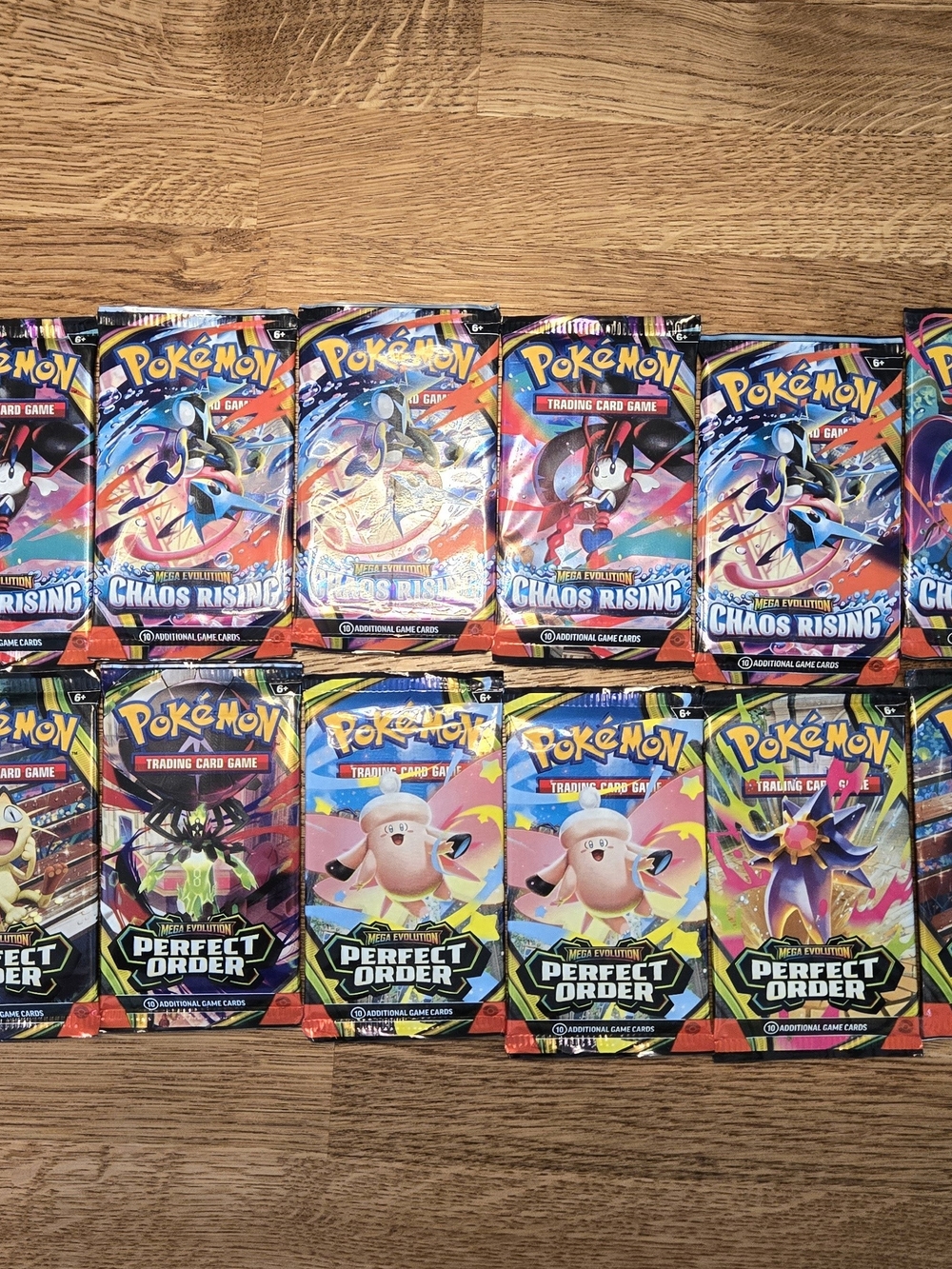 Pokemon Chaos Rising & Perfect Order Booster Pack Set - Blue, Pink, Red